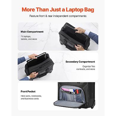 Laptop Rolling Bag with Main and Secondary Compartments for Commuting and Travel