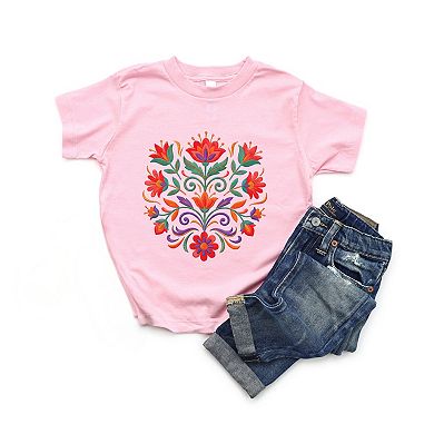 Swirly Florals Faux Texture - Toddler Short Sleeve Graphic T-Shirt