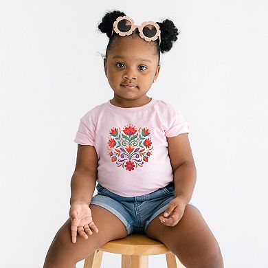 Swirly Florals Faux Texture - Toddler Short Sleeve Graphic T-Shirt