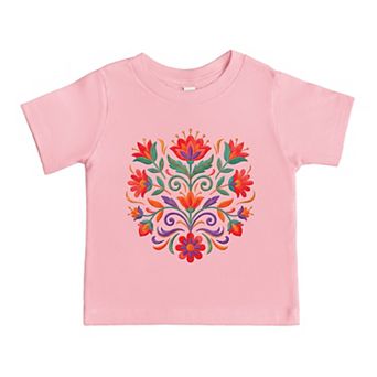 Swirly Florals Faux Texture - Toddler Short Sleeve Graphic T-Shirt