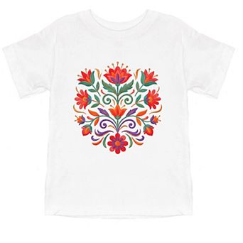 Swirly Florals Faux Texture - Toddler Short Sleeve Graphic T-Shirt