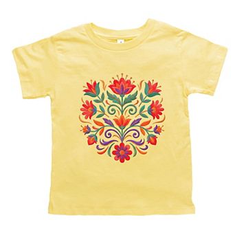 Swirly Florals Faux Texture - Toddler Short Sleeve Graphic T-Shirt