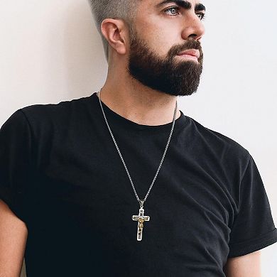 Stainless Steel INRI Crucifix Pendant Necklace 22+2 Extender