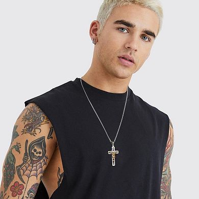 Stainless Steel INRI Crucifix Pendant Necklace 22+2 Extender