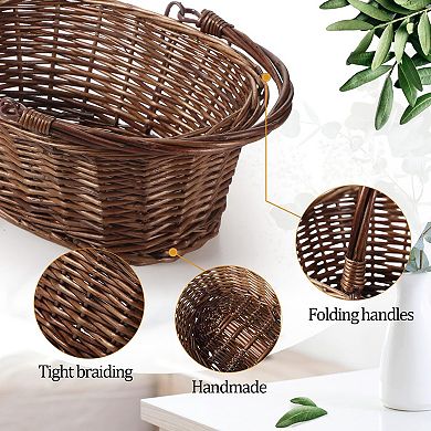 Small Wicker Picnic Basket Gift Easter Decor 6pc