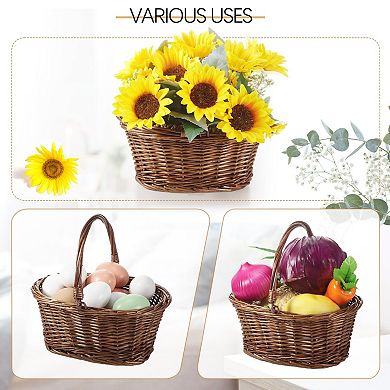Small Wicker Picnic Basket Gift Easter Decor 6pc