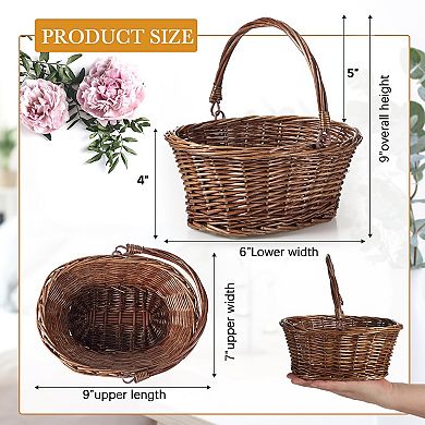 Small Wicker Picnic Basket Gift Easter Decor 6pc