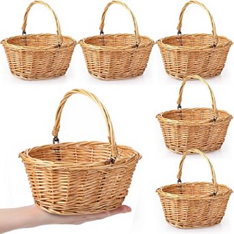 Small Wicker Picnic Basket Gift Easter Decor 6 pc