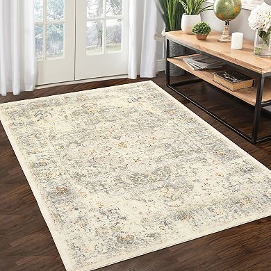 Medallion Area Rug Machine Washable Non Slip Non Shedding Stain Resistant Floor Cover for Bedroom