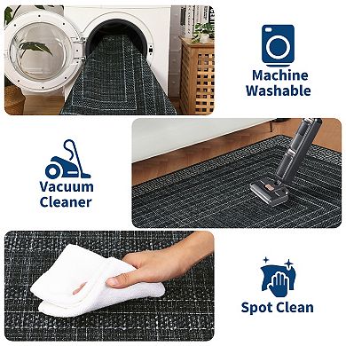 Modern Washable Area Rug Non Slip Stain Resistant Vacuum Clean Ultra Thin Carpet for Bedroom