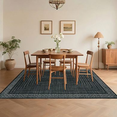 Modern Washable Area Rug Non Slip Stain Resistant Vacuum Clean Ultra Thin Carpet for Bedroom