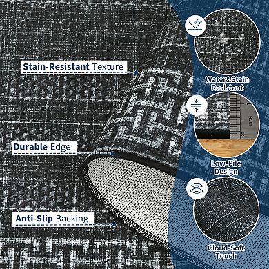 Modern Washable Area Rug Non Slip Stain Resistant Vacuum Clean Ultra Thin Carpet for Bedroom