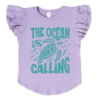 The Ocean Is Calling Turtle - Flutter Sleeve Graphic T-Shirt