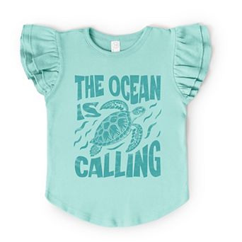 The Ocean Is Calling Turtle - Flutter Sleeve Graphic T-Shirt