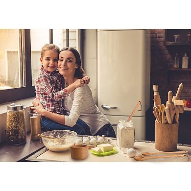 6pcs Wooden Measuring Spoons Long Handle Beechwood Dry Ingredients Cooking Baking Gift