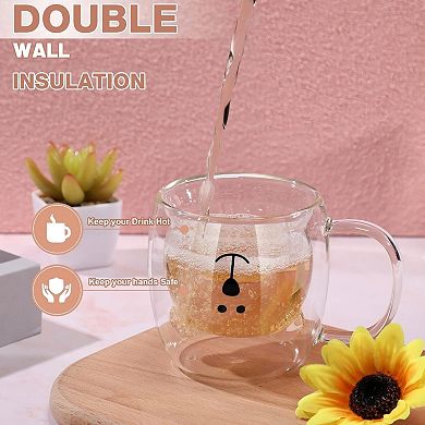 Cute Bear Double Wall Glass Mug 8.4 oz
