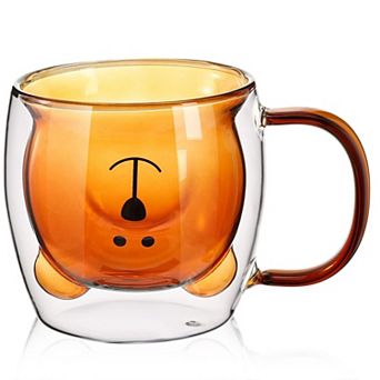 Cute Bear Double Wall Glass Mug 8.4 oz