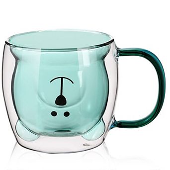 Cute Bear Double Wall Glass Mug 8.4 oz
