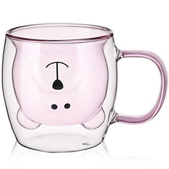 Cute Bear Double Wall Glass Mug 8.4 oz