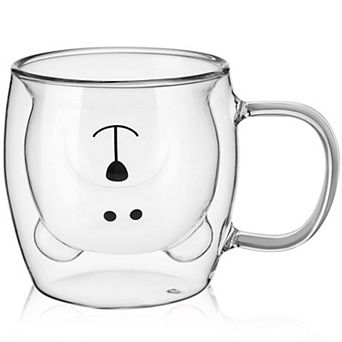 Cute Bear Double Wall Glass Mug 8.4 oz
