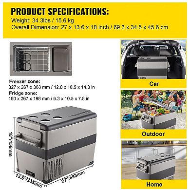 12V Portable Car Fridge Freezer with App Control for Camping and Travel