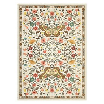 Pastoral Area Rug Machine Washable Low Pile Pet Friendly Stain Resistant Carpet for Living Room
