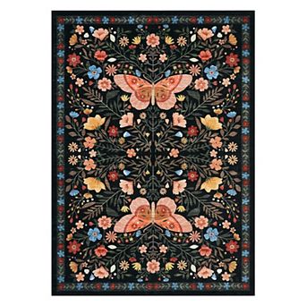 Pastoral Area Rug Machine Washable Low Pile Pet Friendly Stain Resistant Carpet for Living Room