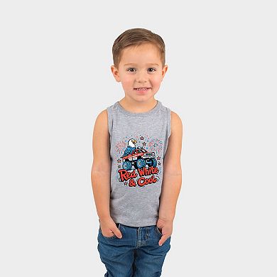 Red, White & Cool Truck Eagle - Toddler Graphic Tank