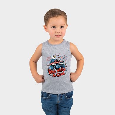 Red, White & Cool Truck Eagle - Toddler Graphic Tank