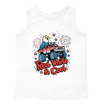 Red, White & Cool Truck Eagle - Toddler Graphic Tank