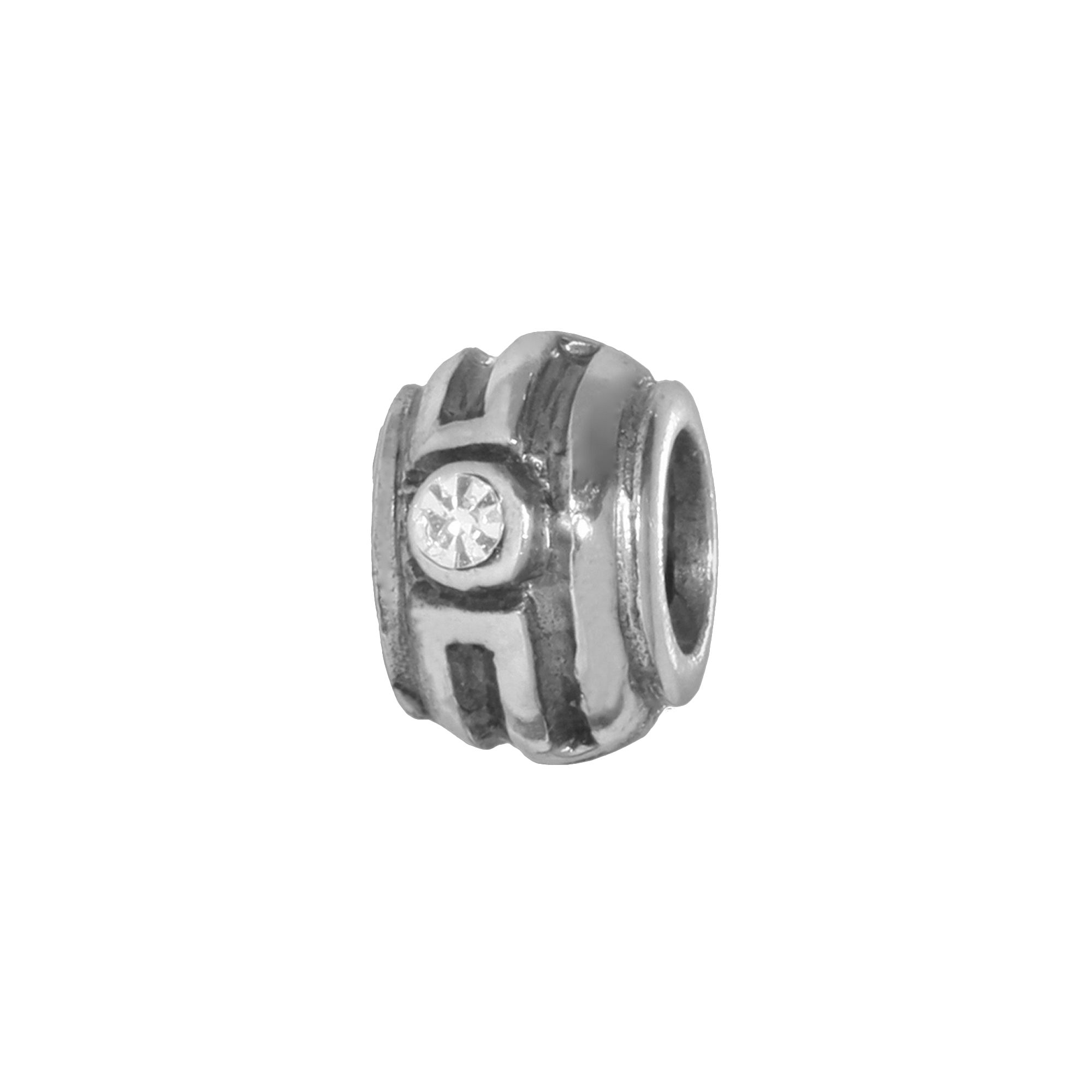 Individuality Beads Sterling Silver Crystal Striped Stopper Bead, Womens, 