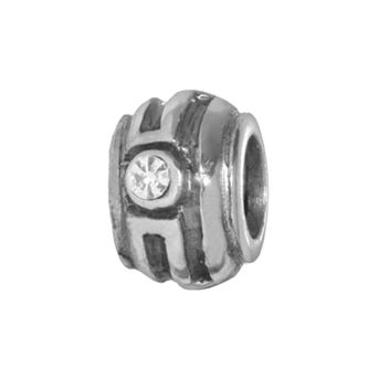Individuality Beads Sterling Silver Crystal Striped Stopper Bead