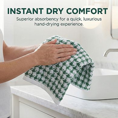 Pure Cotton Houndstooth Hand Towels, 28" x 13" Soft Absorbent Decorative Bathroom Towels for Home