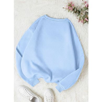 Girls' Print Bow Sweater, Oversized Fit