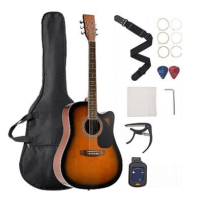 Beginner to Intermediate Cutaway Acoustic Guitar with Rosewood Fingerboard and Backpack Case