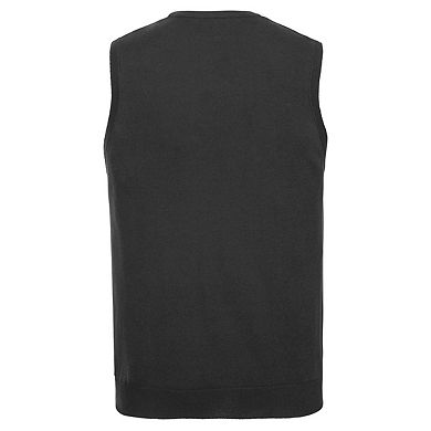 Russell Collection Mens Cotton Acrylic V Neck Sleeveless Sweatshirt