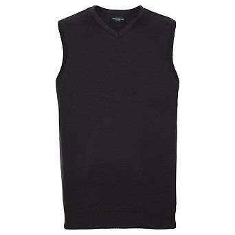 Russell Collection Mens Cotton Acrylic V Neck Sleeveless Sweatshirt