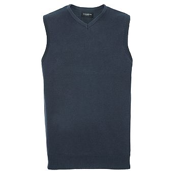 Russell Collection Mens Cotton Acrylic V Neck Sleeveless Sweatshirt