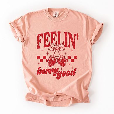 Feelin' Berry Good Checkered - Women's Garment Dyed Graphic T-Shirt