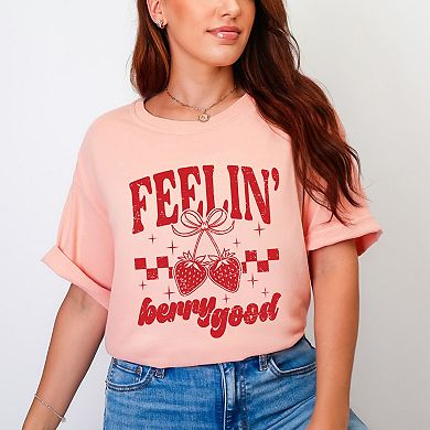 Feelin' Berry Good Checkered - Women's Garment Dyed Graphic T-Shirt