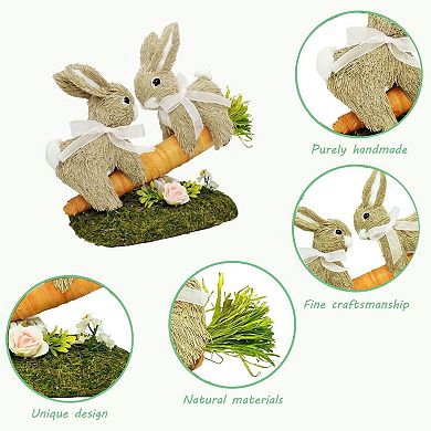8.9" Sisal Easter Bunny Figurine Spring Decor