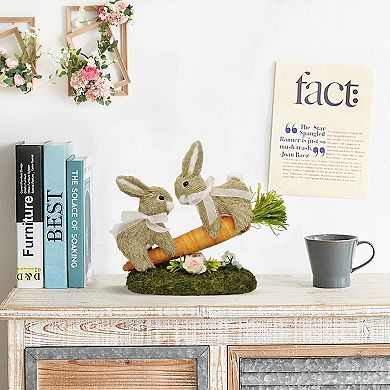 8.9" Sisal Easter Bunny Figurine Spring Decor