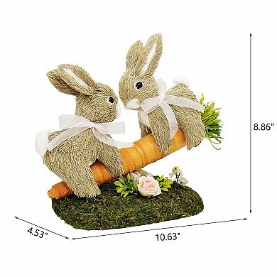 8.9" Sisal Easter Bunny Figurine Spring Decor