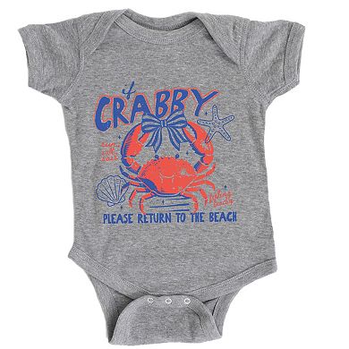 If Crabby Please Return To The Beach Grunge - Baby Short Sleeve Graphic Bodysuit