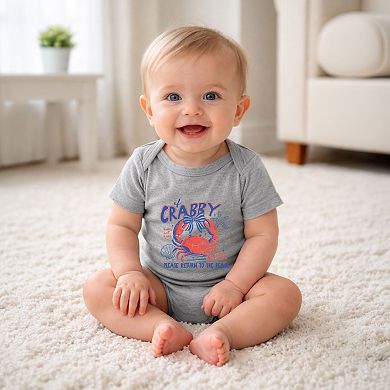 If Crabby Please Return To The Beach Grunge - Baby Short Sleeve Graphic Bodysuit