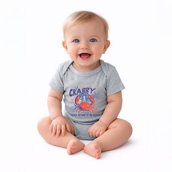 If Crabby Please Return To The Beach Grunge - Baby Short Sleeve Graphic Bodysuit