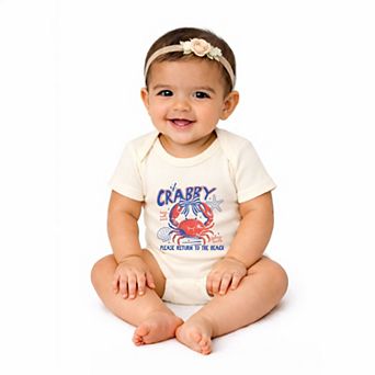 If Crabby Please Return To The Beach Grunge - Baby Short Sleeve Graphic Bodysuit