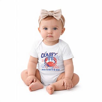 If Crabby Please Return To The Beach Grunge - Baby Short Sleeve Graphic Bodysuit