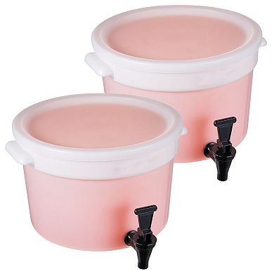 2 Pieces 3-Gallon Beverage Dispenser with Spring-Loaded Faucet and Anti-Dust Lid for Parties