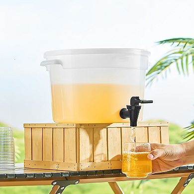 2 Pieces 3-Gallon Beverage Dispenser with Spring-Loaded Faucet and Anti-Dust Lid for Parties